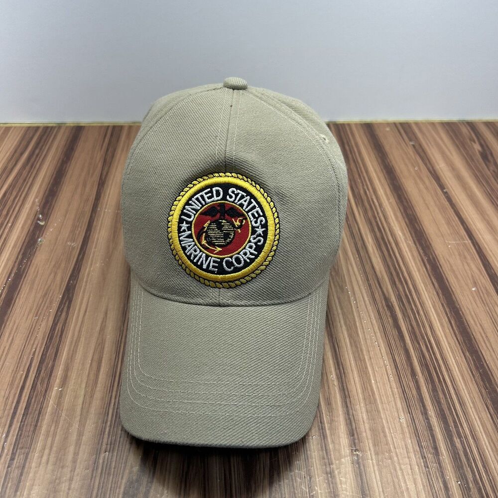 United States Marines Corps Hat Cap, Hook and Loop, Tan, Pre-Owned